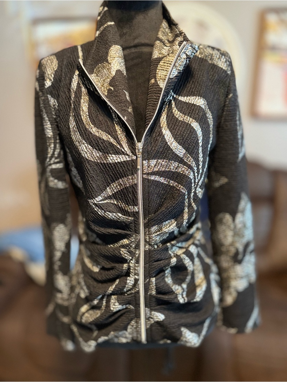Bali Black Jacket with Gold Metallic Pattern